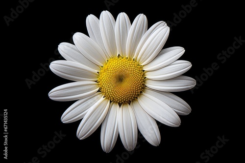 Photo of a radiant daisy on a solid white background. Generative AI