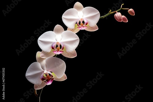 Photo of a stunning orchid on a solid white background. Generative AI