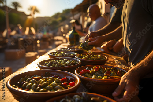 Marketplace with various olive.