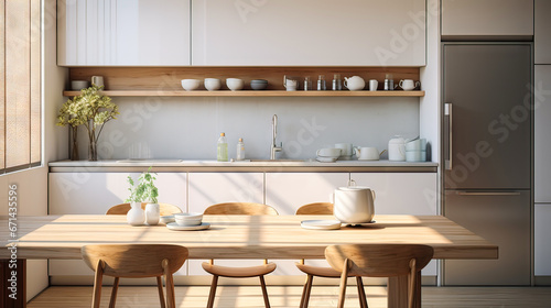 Modern kitchen interior with furniture,kitchen interior with white wall.
