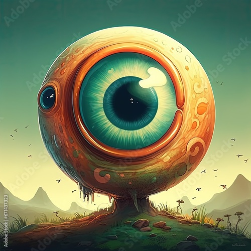 Photo illustration character eye ball isolated expression