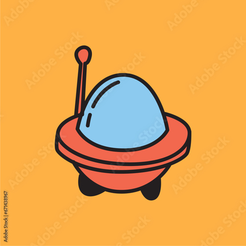 Vector hand drawn cute UFO set