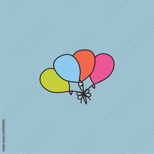 vector hand draw cute set of balloons