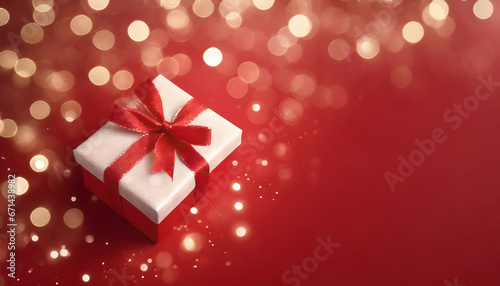 christmas gift wallpaper in red plus bokeh with copy space