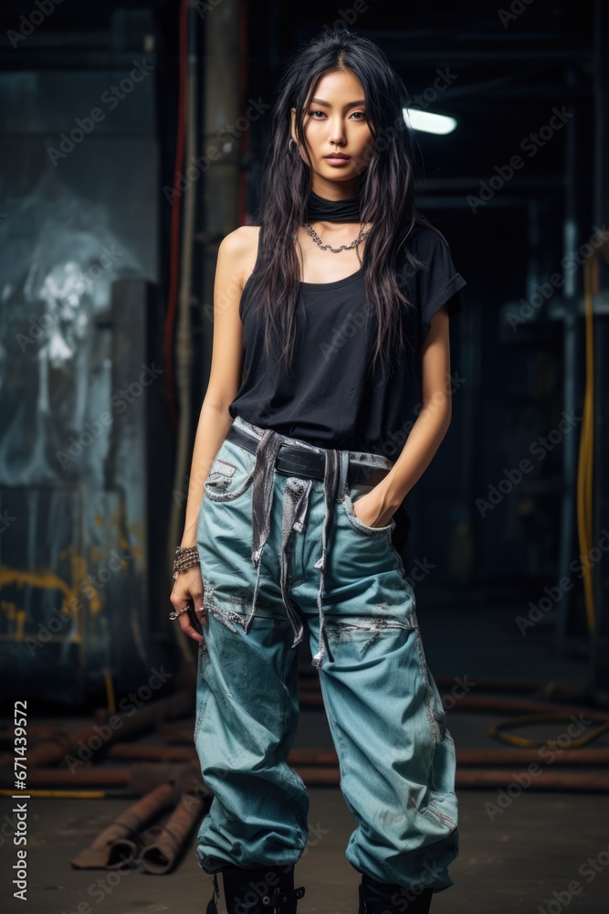 Naklejka premium Y2K Grungy Look: Streetwear Meets Vintage