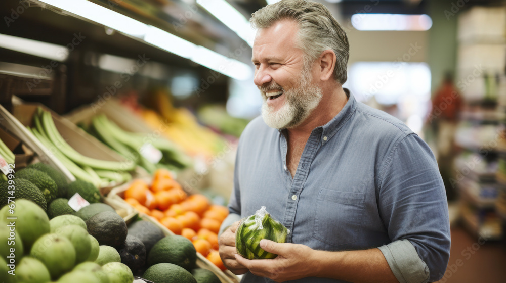 A portrait of a man shopping in a supermarket A portrait of a man shopping in a supermarket