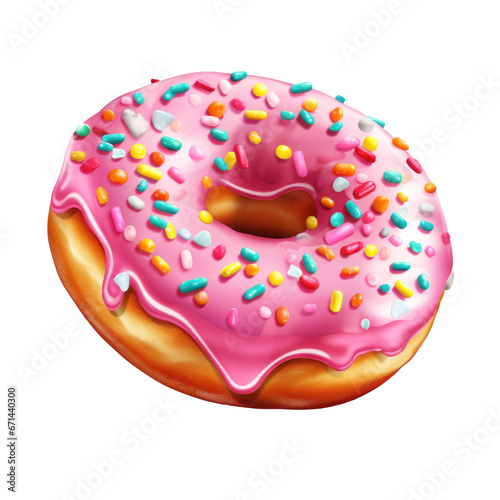 Sprinkled with a pink donut on a Transparent Background, Delicious Donut, Generative AI.