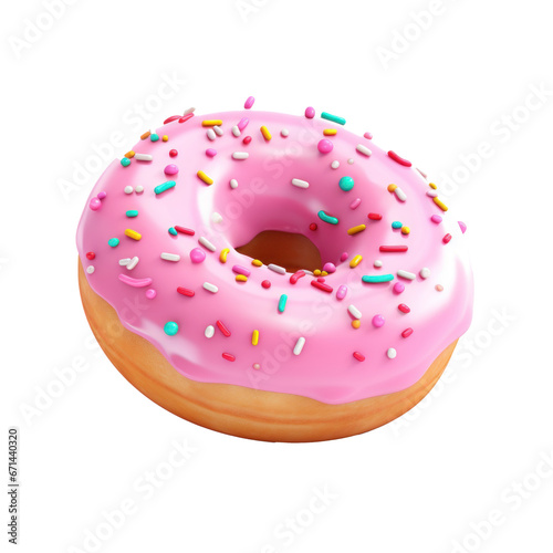 Sprinkled with a pink donut on a Transparent Background, Delicious Donut, Generative AI.