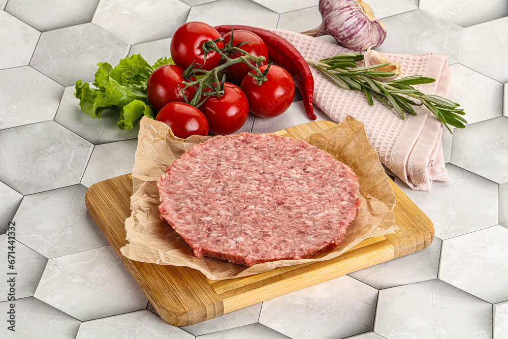 Raw beef uncooked burger cutlet Raw beef uncooked burger cutlet