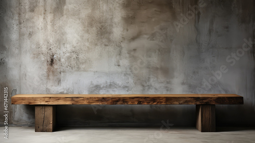 wooden bench with a concrete background © somruethai