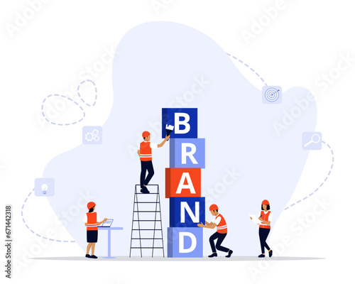 Brand construction concept illustration. Suitable for landing page, ui, web, App intro card, editorial, flyer, 
and banner.