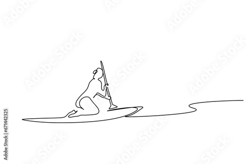 woman young relax kayak canoe boat activity water sport lifestyle line art design