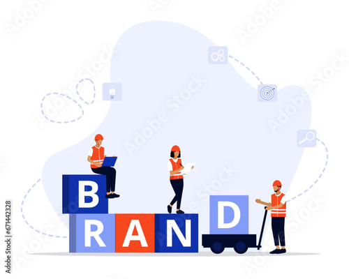 Brand construction concept illustration. Suitable for landing page, ui, web, App intro card, editorial, flyer, 
and banner.