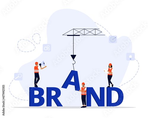 Brand construction concept illustration. Suitable for landing page, ui, web, App intro card, editorial, flyer, 
and banner.