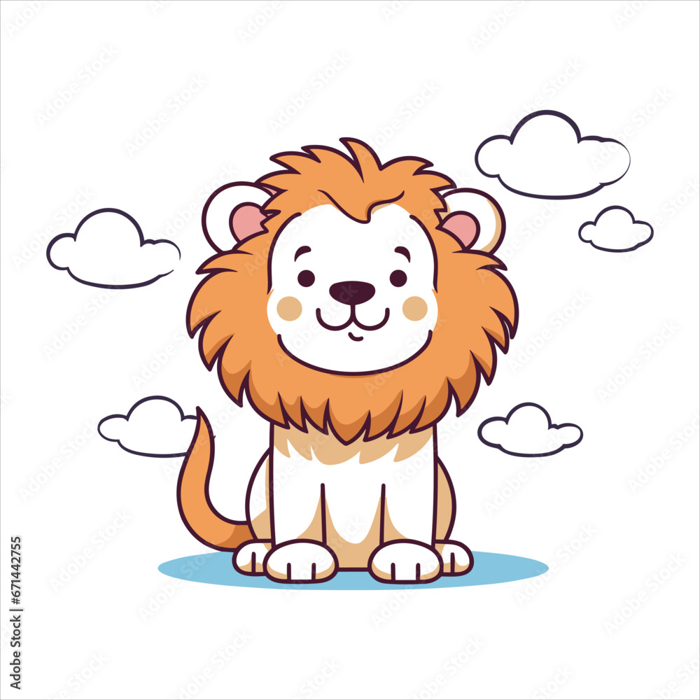cute baby lion vector