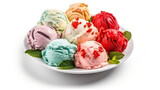 Assorted of scoops of ice cream Colorful set of ice cream