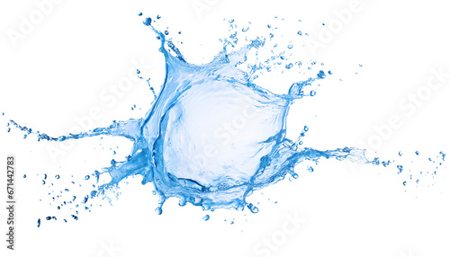 Splash of pure blue water element on a transparent background, for use in your design. PNG file