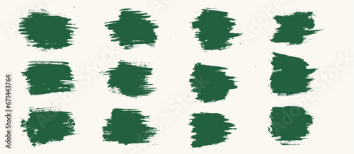 Set of grunge green brush Stroke painted text box