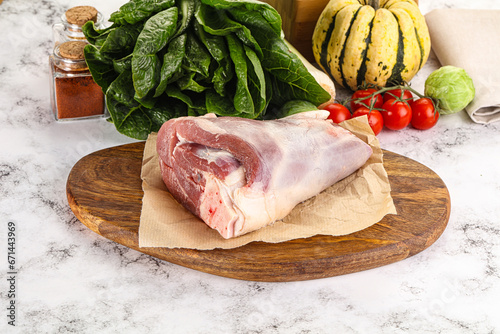 Raw lamb shank for cooking