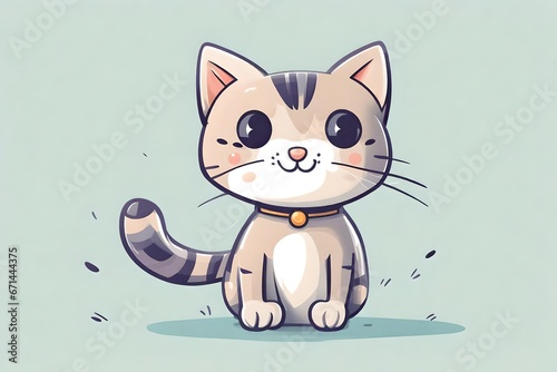 An Illustration of an Adorable Cat in a Minimalist Clean Background.