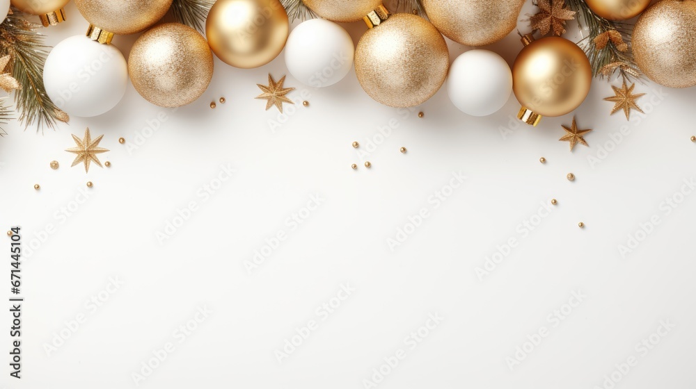 Fototapeta premium Christmas and New Year holiday background with festive decorative