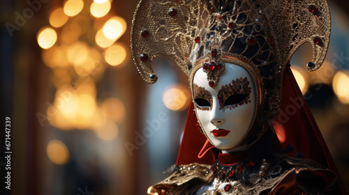 Venetian Fantasy: A Dazzling Display of Ornate Masks and Costumes at the Venice Carnival Masquerade.