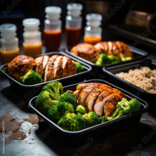 Healthy Homemade High-protein chicken meal prep in plastic containers