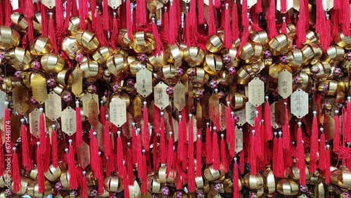 Chinese decoration hanging on the wall of Sik Sik Yuen ,Wong Tai Sin temple Hong Kong 