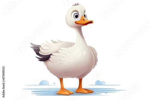 cute cartoon goose illustration on white background photo