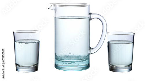 empty, half and full with water jug. Isolated on white background