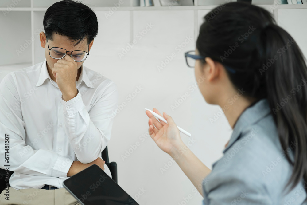 Healthcare concept of professional psychologist doctor consult in psychotherapy session or counsel diagnosis health. Healthcare concept of professional psychologist doctor consult in psychotherapy session or counsel diagnosis health.