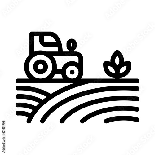 Agriculture icon. Tractors and fields. Modern farming icon