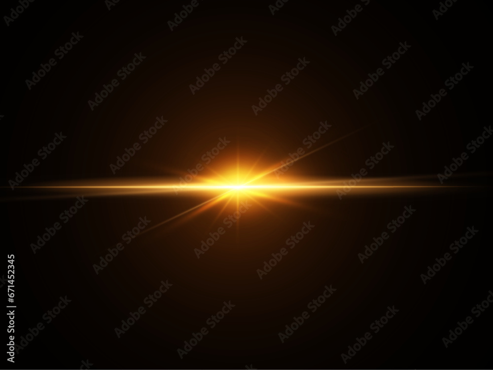 Golden light vectors.Bright gold star.Light flash.Gold glitter.	