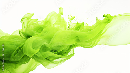 Green lime green with pigments flowing down.
