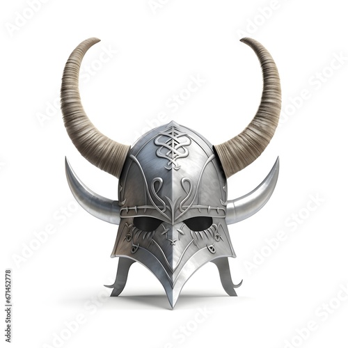 Silver viking helmet isolated on white background