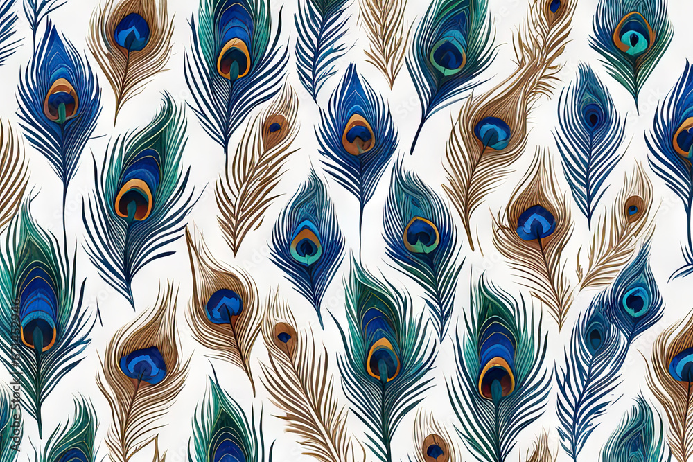 Colorful peacock feathers