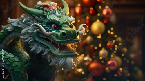 Green wooden Chinese dragon Symbol of 2024 © misu