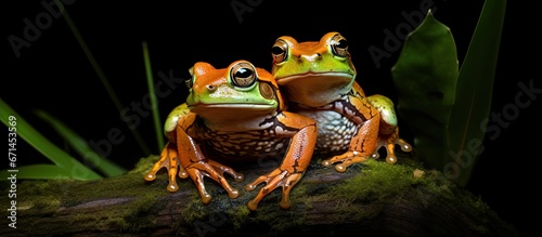 Nighttime reproduction of frogs in Malaysian Borneo photo