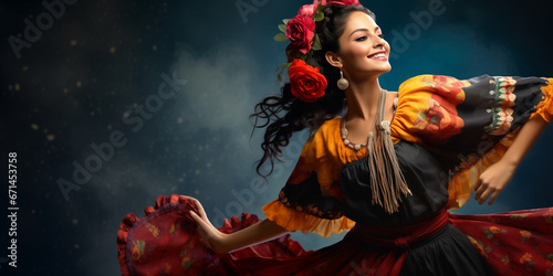 Dancing woman in notional dress photo