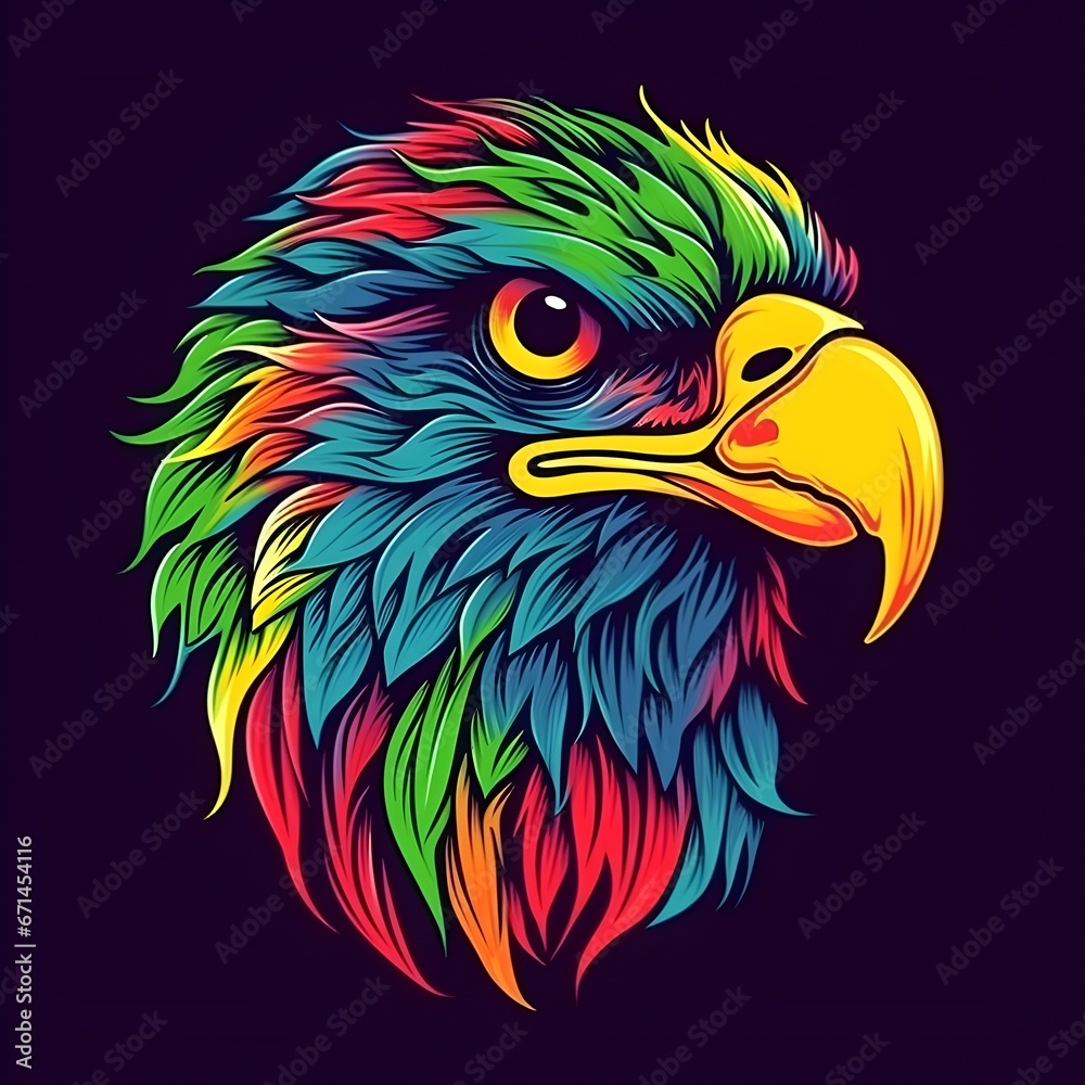 Obraz premium Eagle head mascot in bright vivid colors