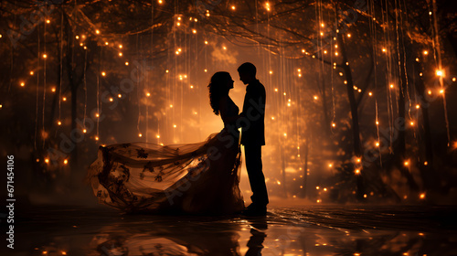 A couple dances gracefully under a canopy of twinkling stars, exemplifying the beauty and romance of a night dedicated to love on Valentine's Day.