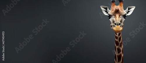 Front view of a giraffe on isolatedbackground. Wild animals banner with empty copy space © Uwe