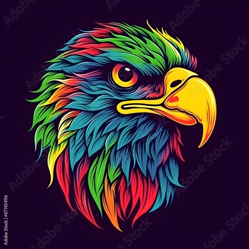 Eagle head mascot in bright vivid colors © Elena
