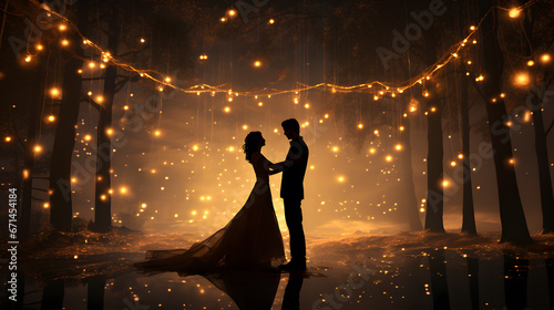 A couple dances gracefully under a canopy of twinkling stars, exemplifying the beauty and romance of a night dedicated to love on Valentine's Day.
