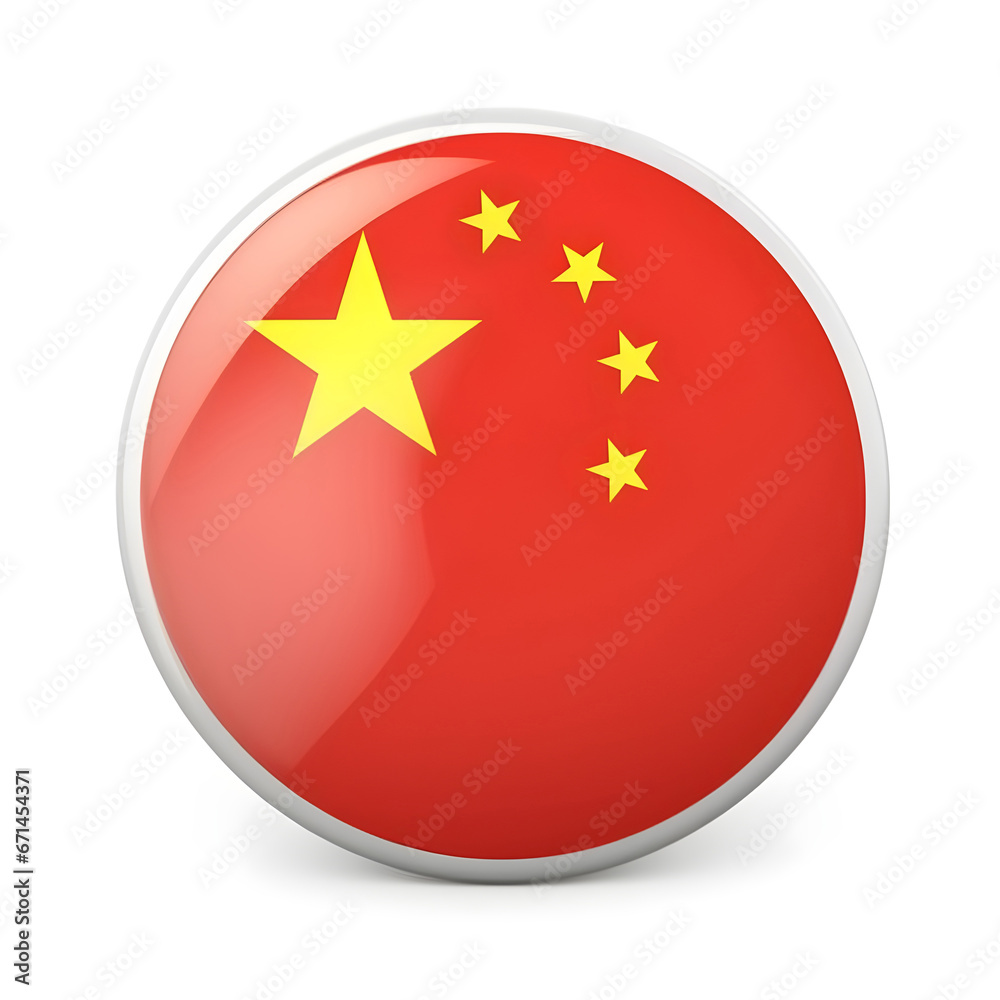 3d circle button in China flag colors 3d circle button in China flag colors