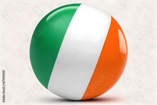 3d ball with colors of national flag of Ireland, isolated on white background