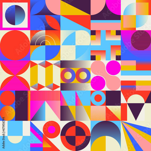 Neo-Geo Pattern Vector Graphic Inspired By Abstract Modernist Aesthetics Design