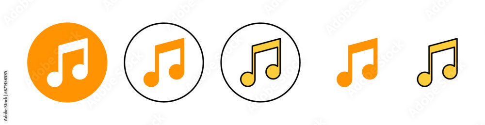 Music icon set for web and mobile app. note music sign and symbol Music icon set for web and mobile app. note music sign and symbol
