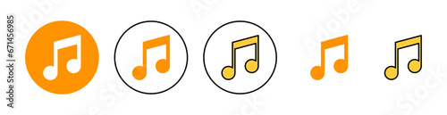 Music icon set for web and mobile app. note music sign and symbol