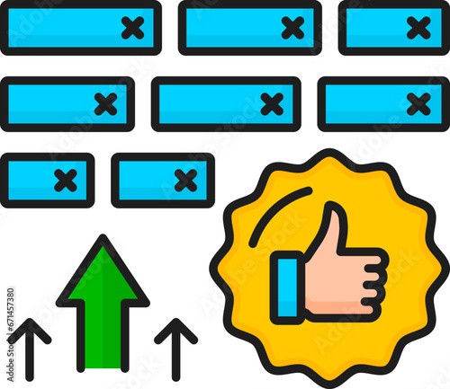 Keywords. SEM. Search engine marketing. Web search engine technology, marketing campaign or social media ads service icon, SEO performance outline vector sign, SEM analytics color linear pictogram